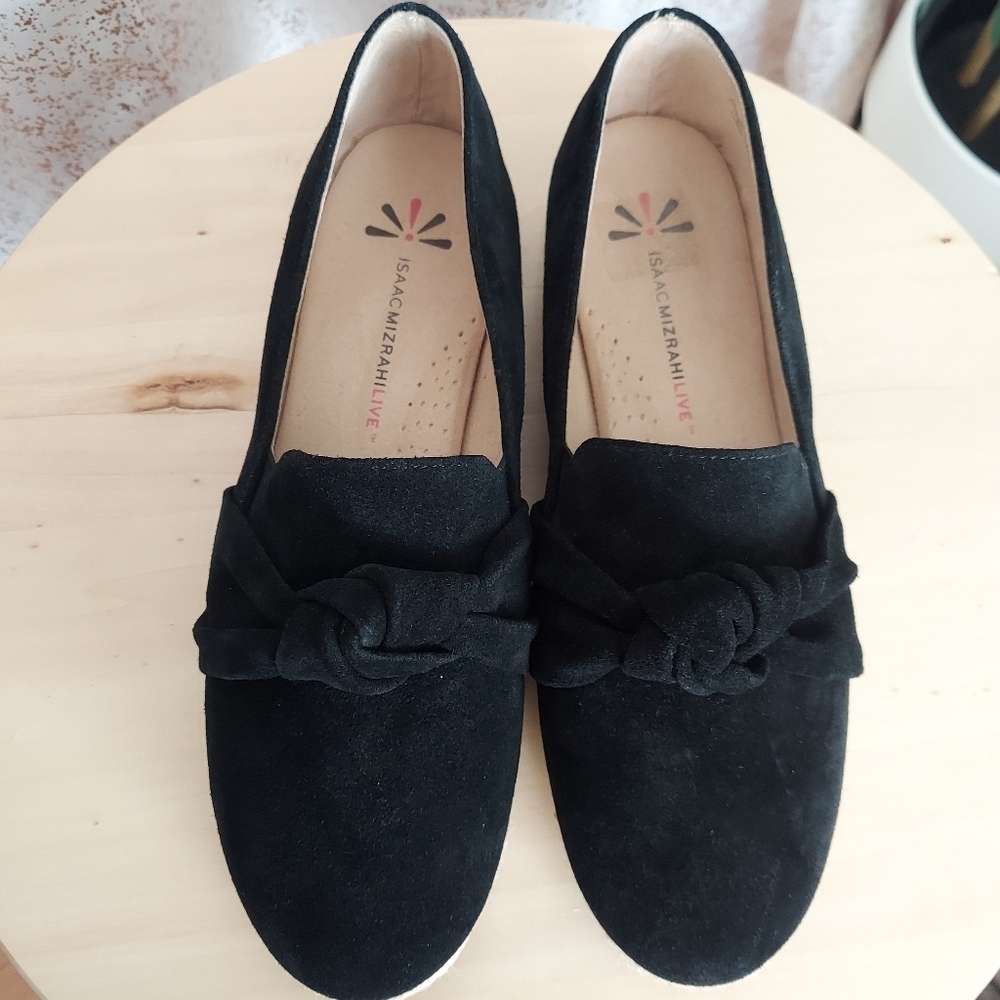 Isaac Mizrahi Live! Knotted Espadrille Black Suede Women's Size 9 - Picture 3 of 6